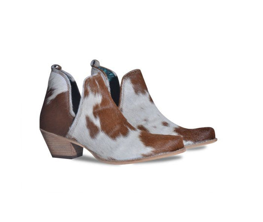 Myra Bag: S-7692 "Sunset Bloom Split-top Hair-on Hide Boots in Speckled Fawn"