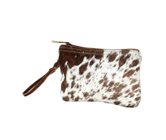 Myra Bag: S-0785 "White & Brown Hairon Small Bag Pouch"