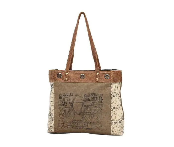 Myra Bag: S-0935 "By-Cycle Print Canvas Tote Bag"