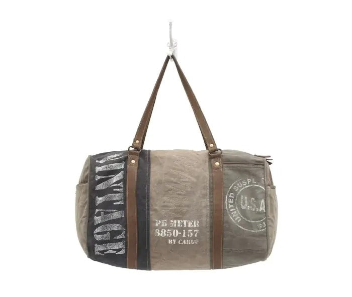 Myra Bag: S-1001 "Vintage USA Print Duffle Bag"