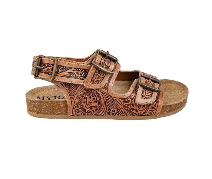 Myra Bag: S-10235 "Sun Trail Hand-Tooled Sandals"