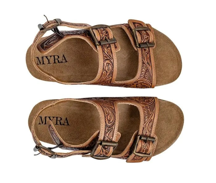 Myra Bag: S-10235 "Sun Trail Hand-Tooled Sandals"