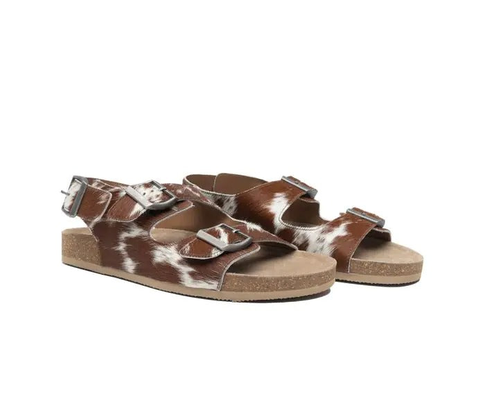 Myra Bag: S-10238 "Mountain Path Leather Sandals in Brown & Light Hair-on Hide"