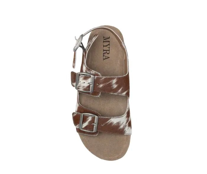 Myra Bag: S-10238 "Mountain Path Leather Sandals in Brown & Light Hair-on Hide"