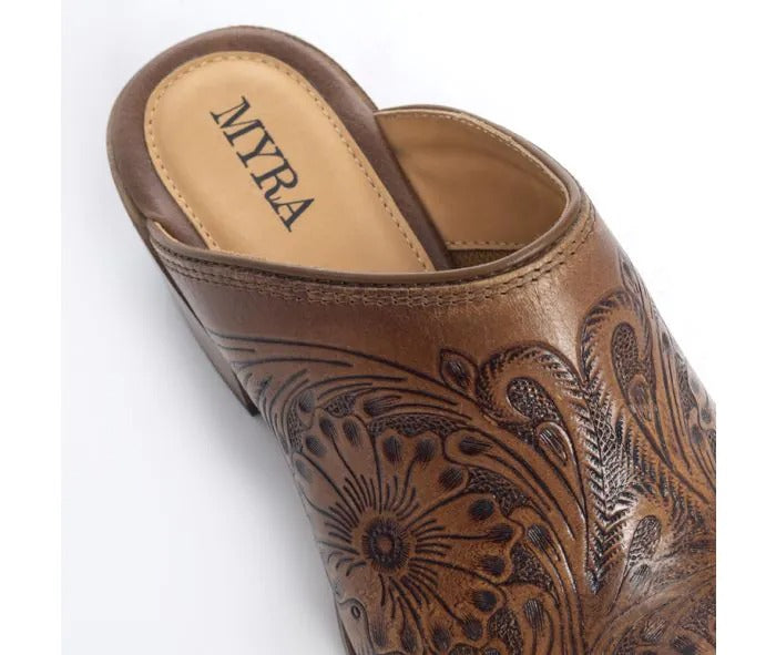 Myra Bag: S-10613 "Valeria Hand-Tooled Mules"