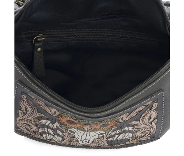 Myra Bag: S-10699 "Midnight Herd Hand-Tooled Leather Fanny Pack Bag"