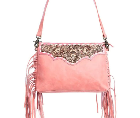 Myra Bag: S-10721 "Chaparral Ridge Hand-Tooled Shoulder Bag in Pink"