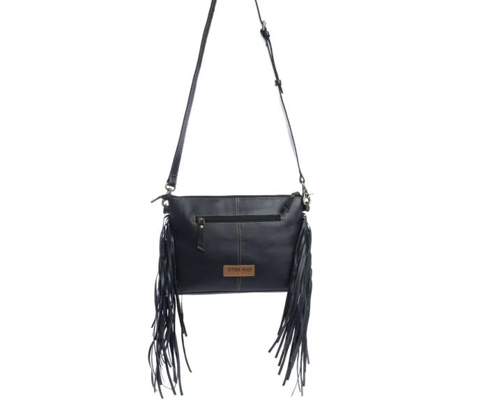 Myra Bag: S-10723 "Chaparral Ridge Hand-Tooled Shoulder Bag in Coal"