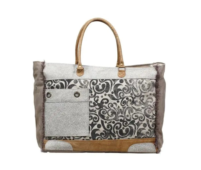 Myra Bag: S-1199 "Hide & Floral Print Weekender"