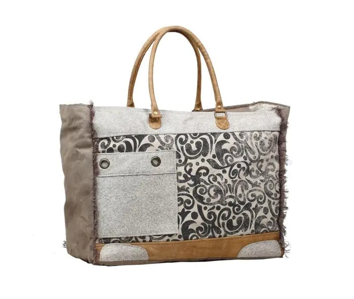 Myra Bag: S-1199 "Hide & Floral Print Weekender"