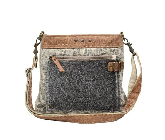 Myra Bag: S-1202 "Hide & Floral Print Small Crossbody Bag"