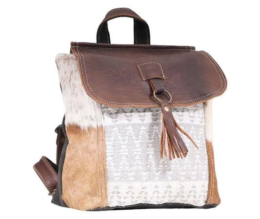 Myra Bag: S-1609 "Hanging Buckle Hair-On Hide & Rug Backpack Bag"