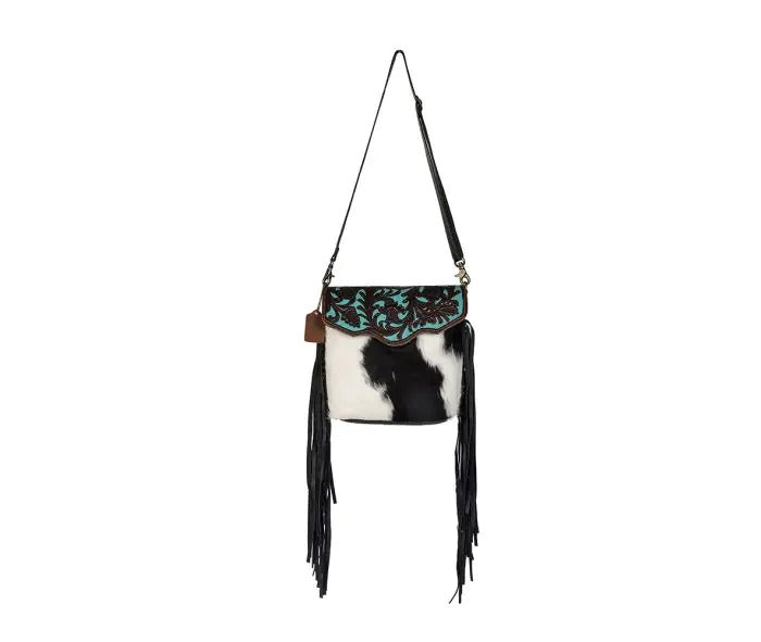 Myra Bag: S-2856 "Aqua Hand-Tooled Shoulder Bag"