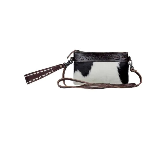 Myra Bag: S-3304 "Specked Hair-On Hide Belt Bag & Wristlet"