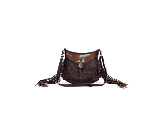 Myra Bag: S-3343 "Sculpted Brown Leather & Hair On Bag"