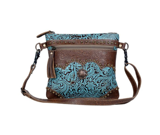 Myra Bag: S-3398 "Azure Aesthetic Leather & Hair On Bag"