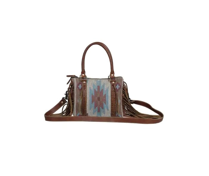 Myra Bag: S-3409 "Blue Rays Fringed Concealed Carry Shoulder Bag"