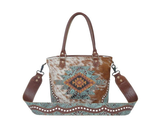 Myra Bag: S-3783 "Azure Patterned Leather & Hair On Bag"