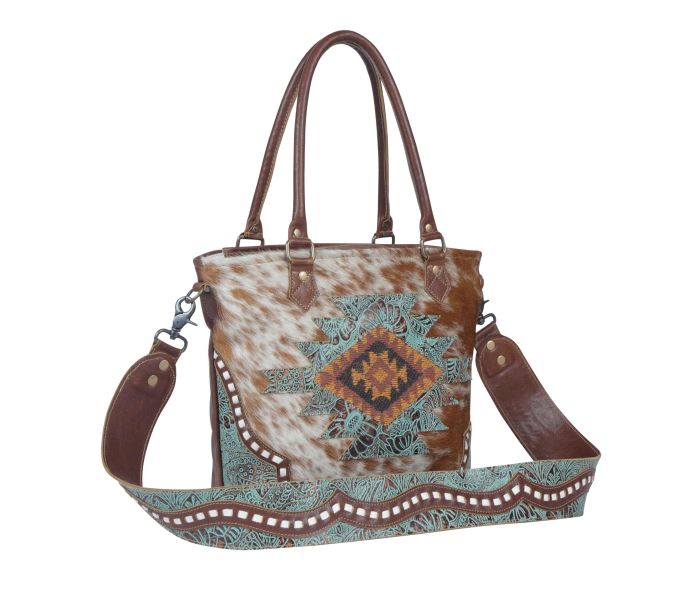 Myra Bag: S-3783 "Azure Patterned Leather & Hair On Bag"