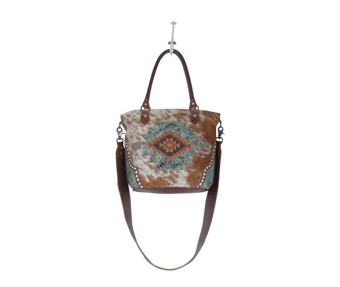 Myra Bag: S-3783 "Azure Patterned Leather & Hair On Bag"