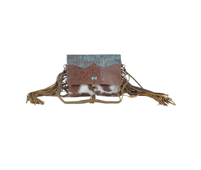 Myra Bag: S-3835 "Cerulean Vines Leather & Hair On Bag"