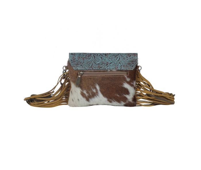 Myra Bag: S-3835 "Cerulean Vines Leather & Hair On Bag"