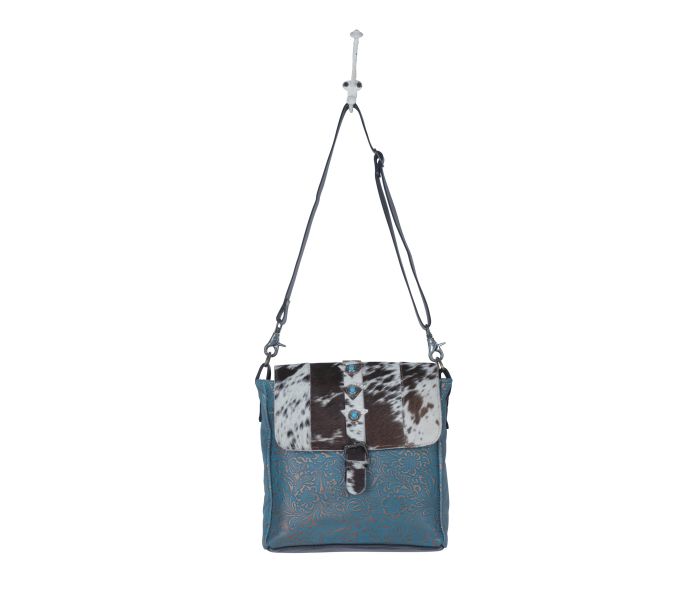 Myra Bag: S-3954 "Blue Rose Leather & Hair On Bag"