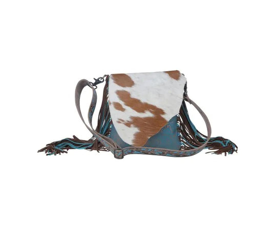 Myra Bag: S-3963 "Brown Dapples Fringed Concealed Carry Crossbody Bag"