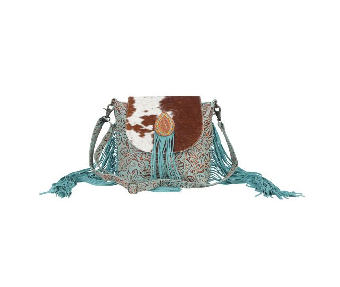 Myra Bag: S-4343 "Cyan Accenture Leather & Hair On Bag"