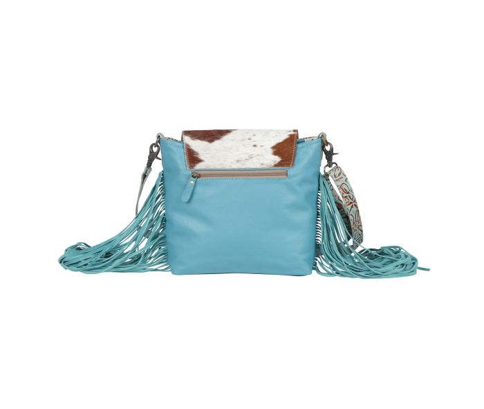 Myra Bag: S-4343 "Cyan Accenture Leather & Hair On Bag"