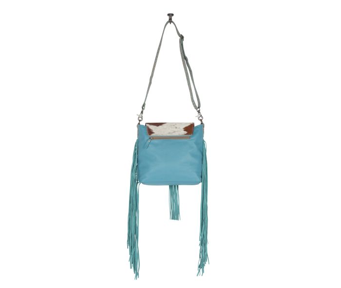 Myra Bag: S-4343 "Cyan Accenture Leather & Hair On Bag"