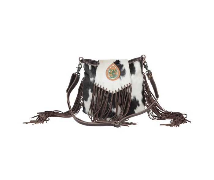 Myra Bag: S-4345 "Russet Fringe Leather & Hair On Bag"