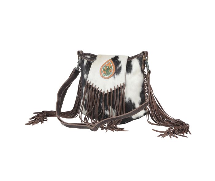 Myra Bag: S-4345 "Russet Fringe Leather & Hair On Bag"