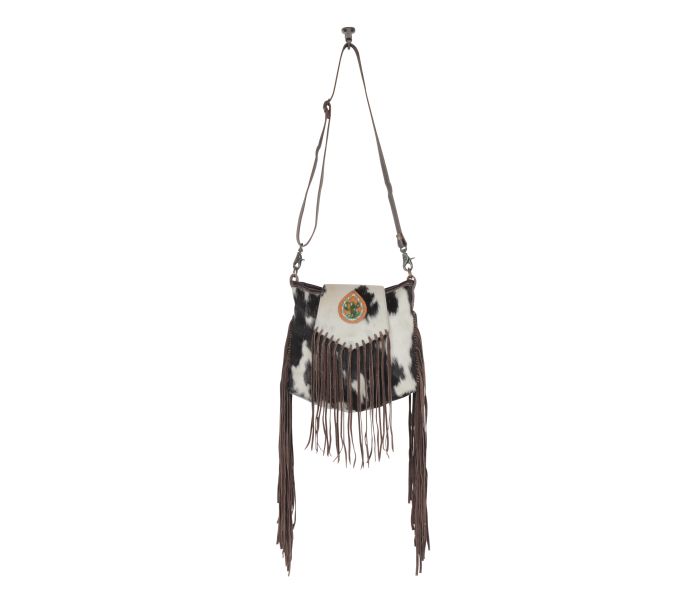 Myra Bag: S-4345 "Russet Fringe Leather & Hair On Bag"