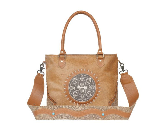 Myra Bag: S-4417 "Vintage Cottage Core Leather & Hair On Bag"