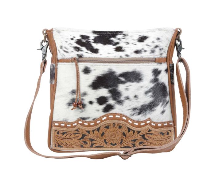 Myra Bag: S-5189 "Genetic Hand Tooled Leather & Hair On Bag"