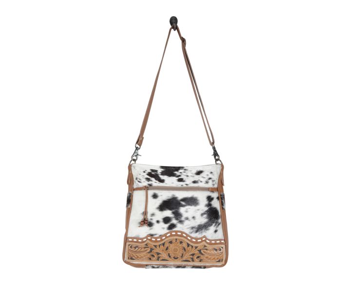 Myra Bag: S-5189 "Genetic Hand Tooled Leather & Hair On Bag"