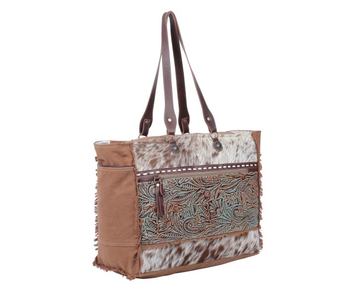 Myra Bag: S-5214 "Juniper Canvas & Hair On Weekender Bag"