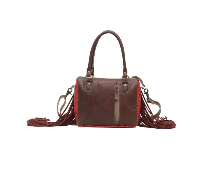 Myra Bag: S-5646 "Blood Currant Fringed Concealed Carry Shoulder Bag"