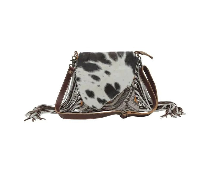 Myra Bag: S-5662 "BW Flames Fringed Concealed Carry Crossbody Bag"