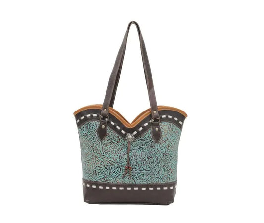 Myra Bag: S-5748 "Astral Blue Leather & Hairon Shoulder Bag"