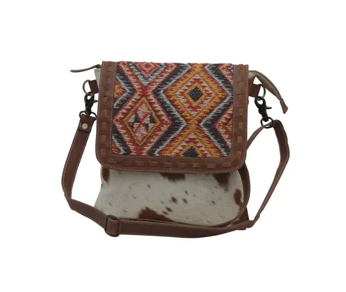 Myra Bag: S-5753 "Hazelnut Touch Canvas & Hairon Shoulder Bag"