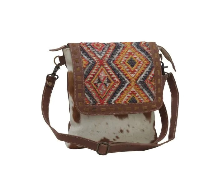 Myra Bag: S-5753 "Hazelnut Touch Canvas & Hairon Shoulder Bag"