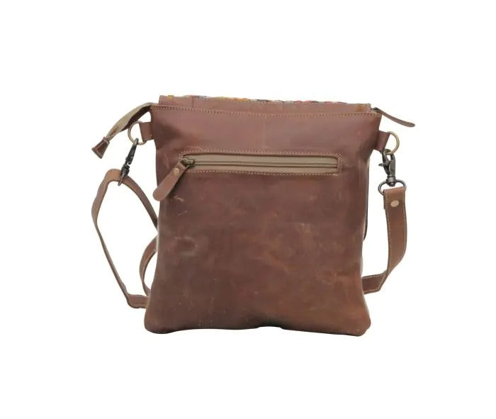 Myra Bag: S-5753 "Hazelnut Touch Canvas & Hairon Shoulder Bag"