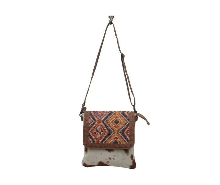 Myra Bag: S-5753 "Hazelnut Touch Canvas & Hairon Shoulder Bag"