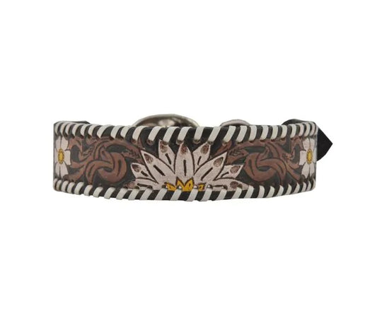 Myra Bag: S-5755 "Oxy Daisy Hand-Tooled Leather Dog Collar"