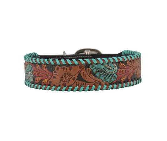 Myra Bag: S-5756 "Full Bloom Hand-Tooled Leather Dog Collar"