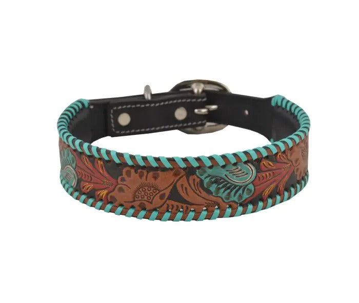 Myra Bag: S-5756 "Full Bloom Hand-Tooled Leather Dog Collar"