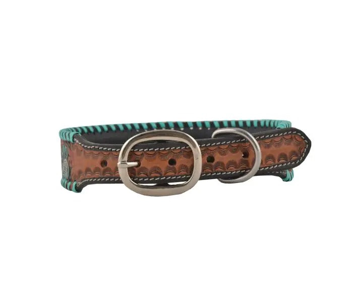 Myra Bag: S-5756 "Full Bloom Hand-Tooled Leather Dog Collar"