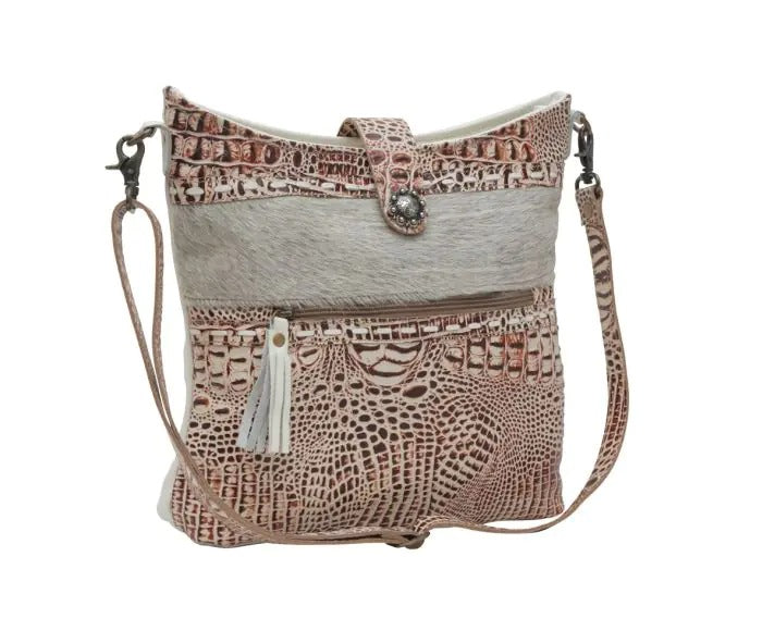 Myra Bag: S-6211 "Smokey Leather & Hair-On Shoulder Bag"